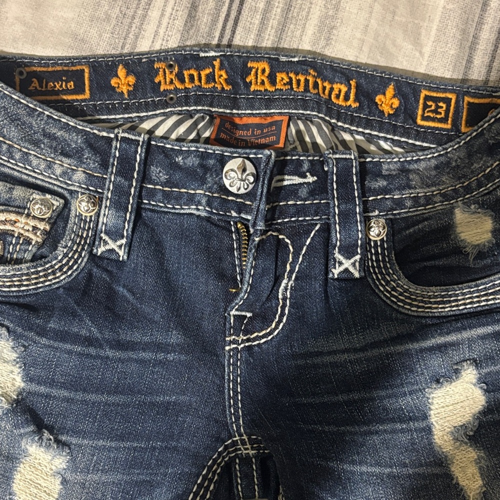 Rock Revival Alexia Distressed Dark Blue Denim Jeans